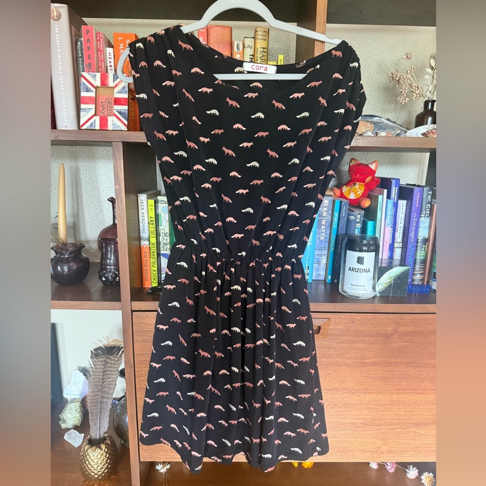 Black Dress with Foxes